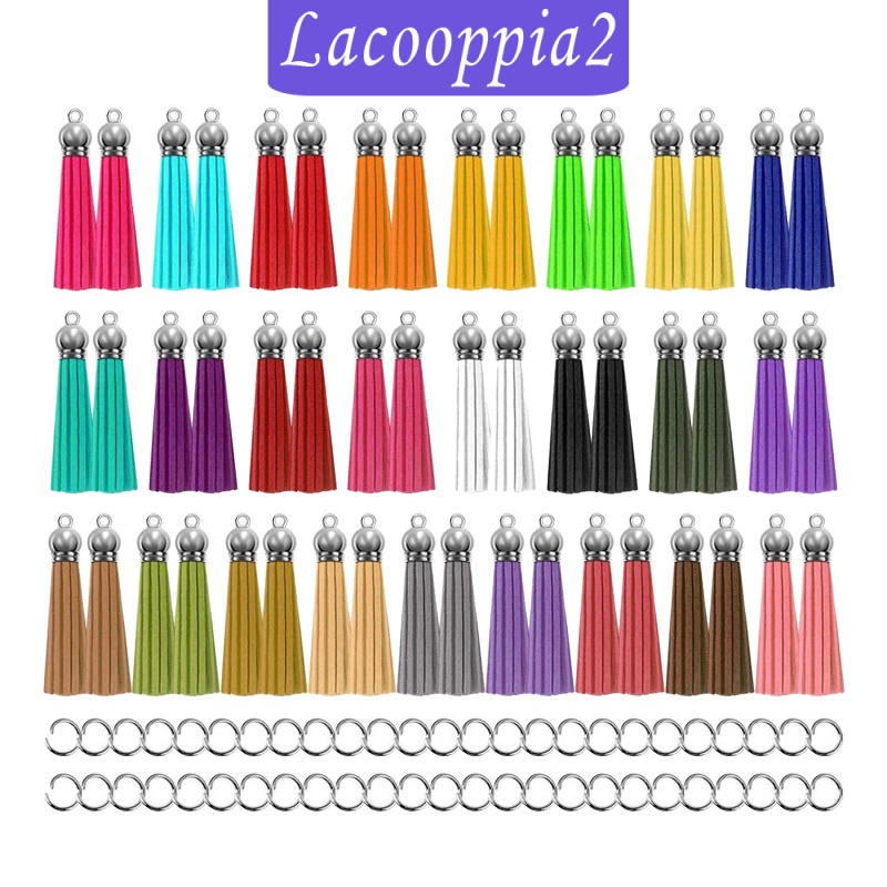 [LACOOPPIA2] 50pcs Tassel Leather Fringe Keychain Pendant DIY Jewelry Cellphone Straps
