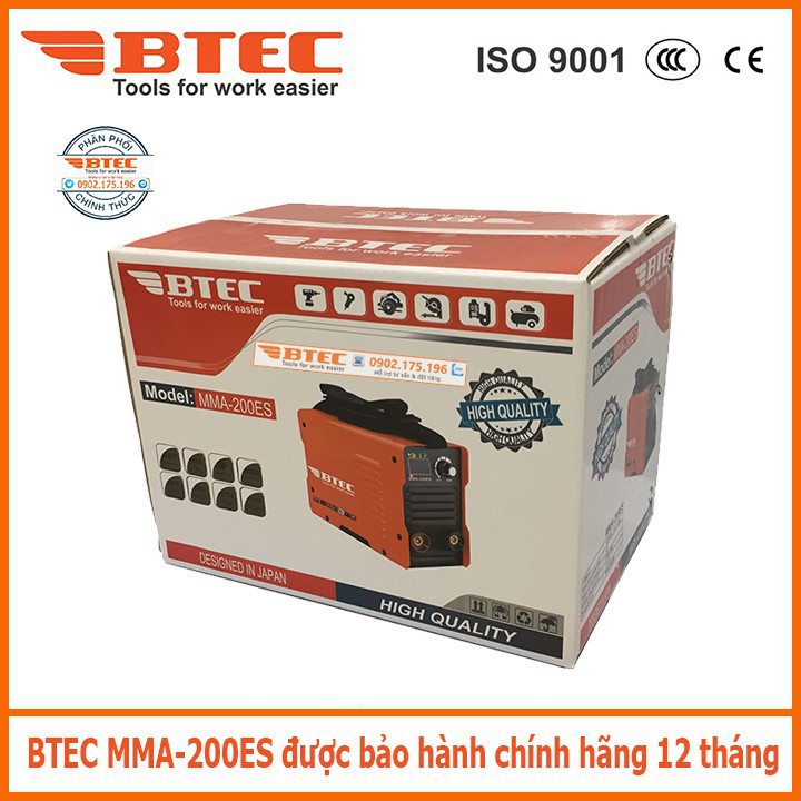 Máy hàn que điện tử mini Btec MMA 200ES, bảo hành 12 tháng
