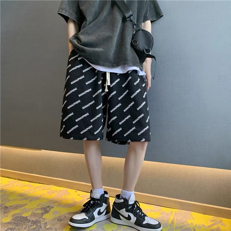 Quần short unisex in chữ MANAOPNING chất UMI cotton mền mát phong cách ullzzang