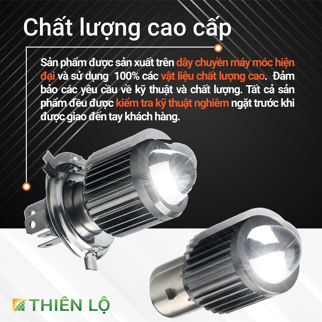 Đèn pha LED xe máy ô tô H4 và BA20D /H6 CHIP LED CSP thế hệ mới cao cấp siêu sáng Pha trắng Cos Vàng của Thiên Lộ