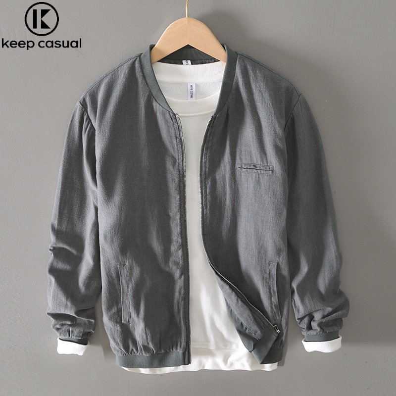 Áo Khoác Bóng Chày Bằng Cotton Linen Dáng Rộng Thoáng Khí Phong Cách Cổ Điển Giản Dị Mới Dành Cho Bạn Nam