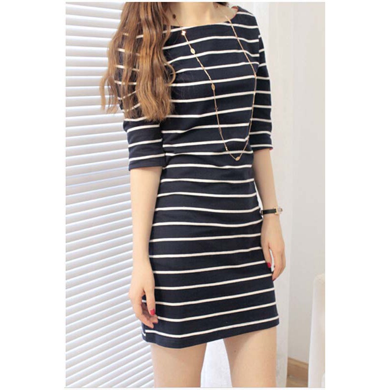 FREESHIP ĐƠN 99K_ Đầm suông tay lửng kẻ sọc thời trang | BigBuy360 - bigbuy360.vn