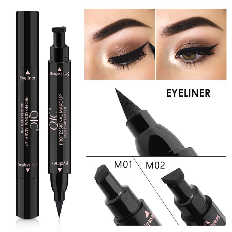 [Ready Stock] 1pc 2in1 Black Easy Eyeliner Wing Seal Stamp Pencil Quick Dry Waterproof Makeup (ifan)