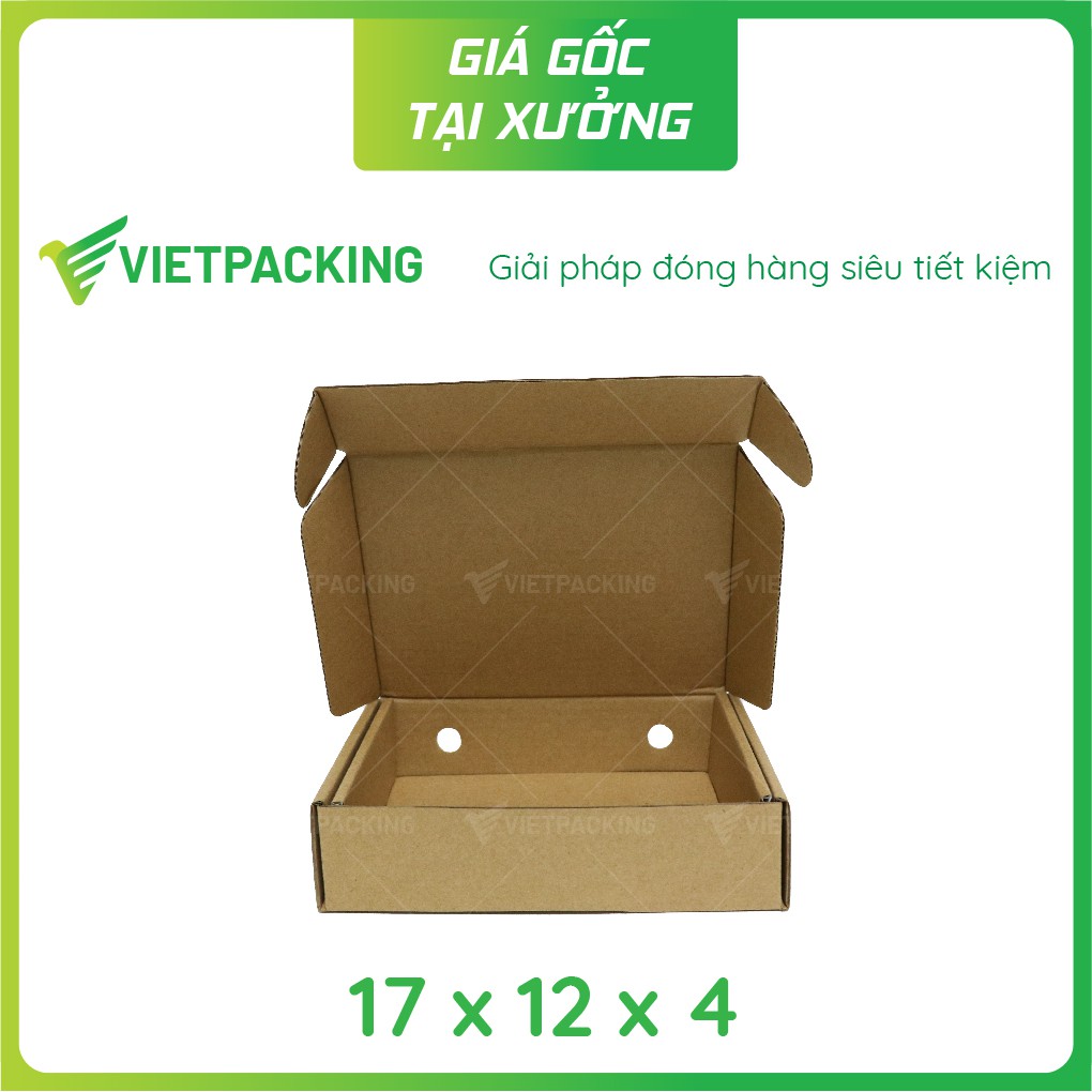 17x12x4 - 50 hộp carton nắp gài đựng dâu 250g có lỗ V260