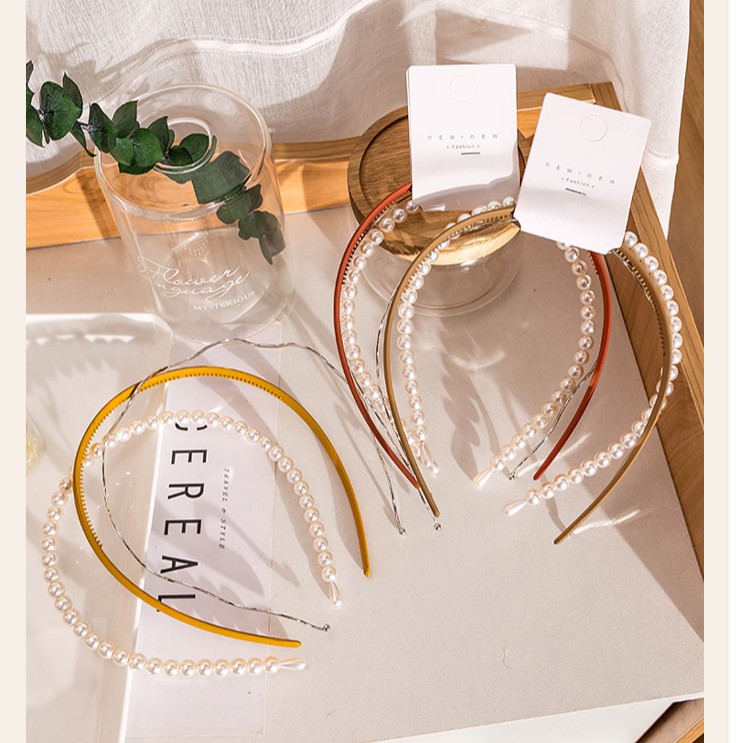Bộ 3 cài tóc đính ngọc trai kiểu dáng xinh xắn dành cho nữ （Hairband）
