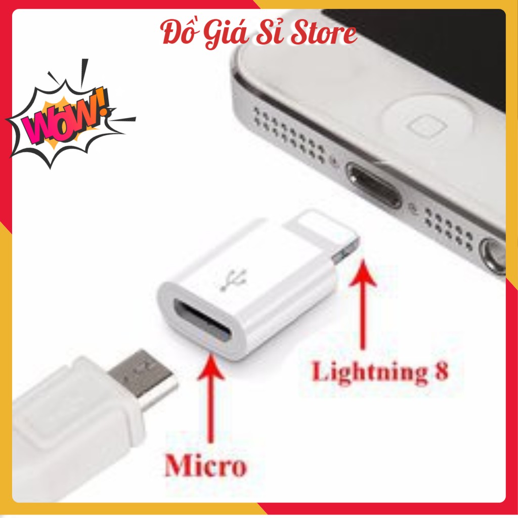 Đầu chuyển micro Usb sang Lightning Iphone [Đơn 50k tặng kẹp tóc Hàn Quốc cực xinh]