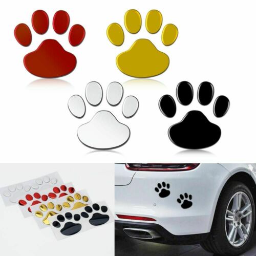 Set 2 miếng dán hình dấu chân cún cưng 3D dễ thương trang trí xe ô tô bằng vinyl tự dính