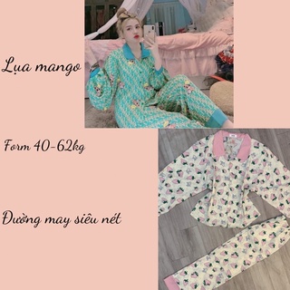 Đồ bộ nữ cổ sen tay dài, đồ bộ mặc nhà chất liệu mango size dưới 62kg