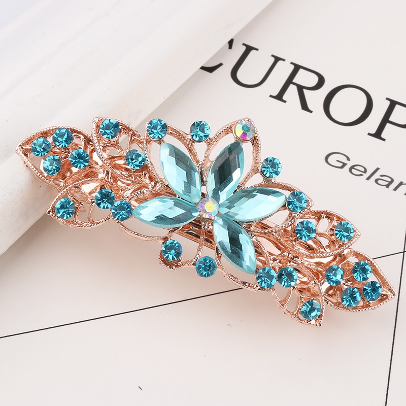 Kẹp Tóc Kim Loại Hình Hoa Đính Đá Nhiều Màu Sắc