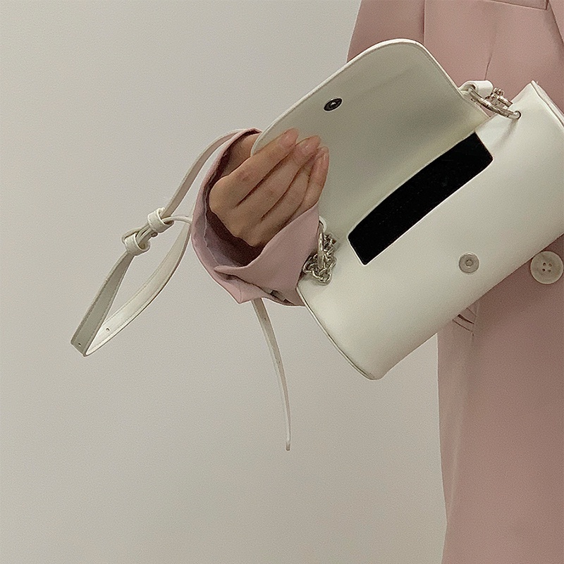 IELGY Túi Xách Đeo Chéo Hình Trụ Phối Dây Xích Phong Cách niche Ngọt Ngào Thời Trang Cho Nữ