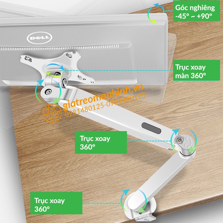 Giá Treo Màn Hình 17 - 30 inch Smart Monitor M5 - Tải trọng 9Kg - Xoay 360 Độ / Lắp Đặt Kẹp vs Vít Xuyên Bàn