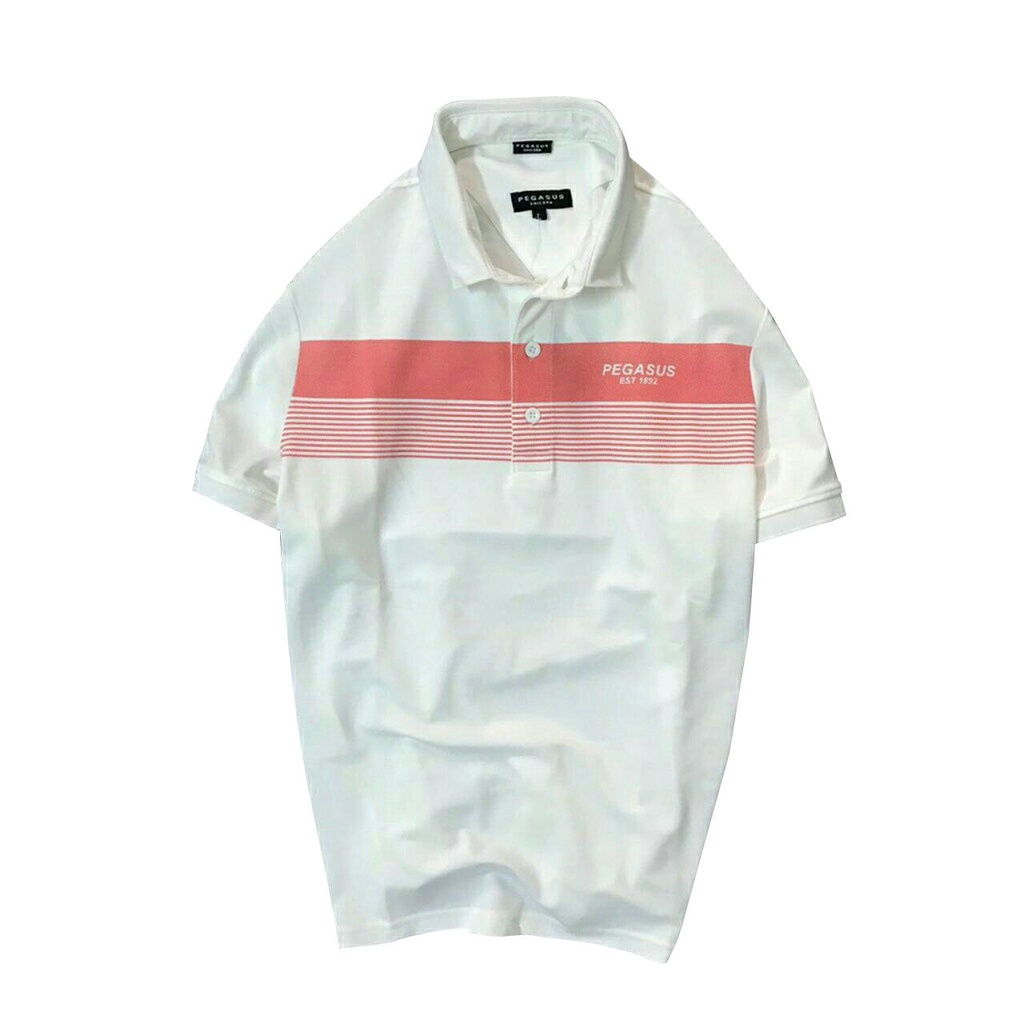 Áo Polo nam phối ngang Pegasus vải cá sấu Cotton Trắng Q01- Áo Polo | BigBuy360 - bigbuy360.vn