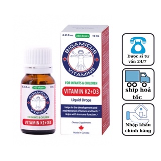 Vitamin d3k2 bioamicus - Mk7 chai 10ml giúp bé tăng hấp thu calci