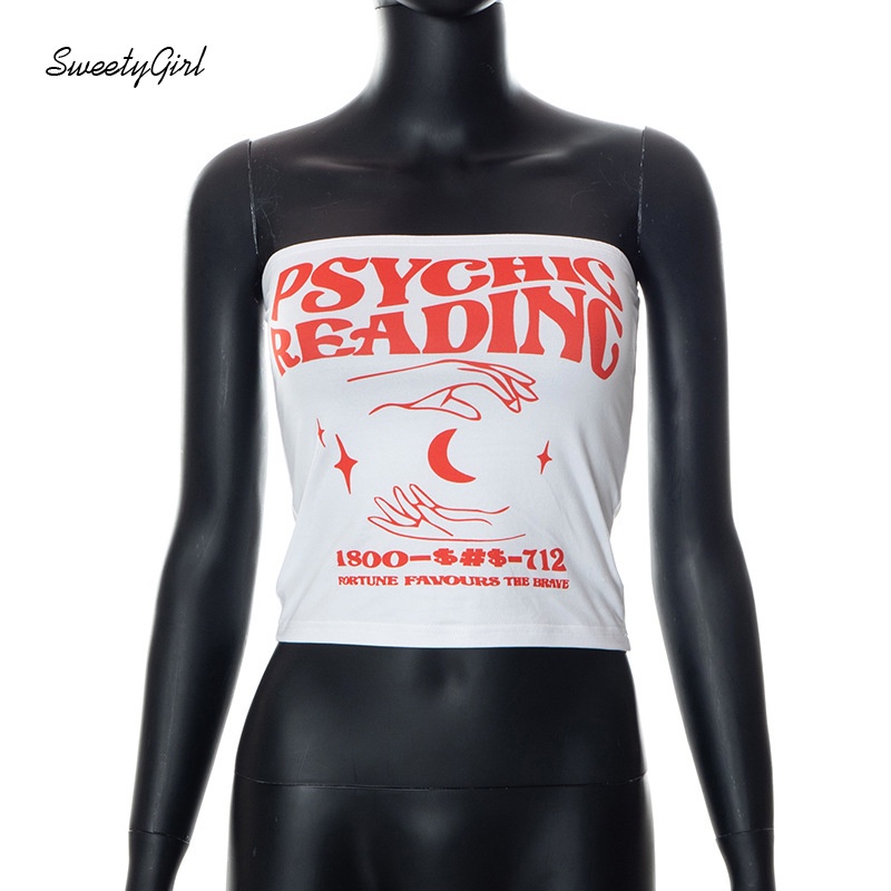 Áo Ống Ôm Dáng Hở Vai In Chữ Phối Màu Tương Phản Thời Trang 2022 Quyến Rũ Cho Nữ