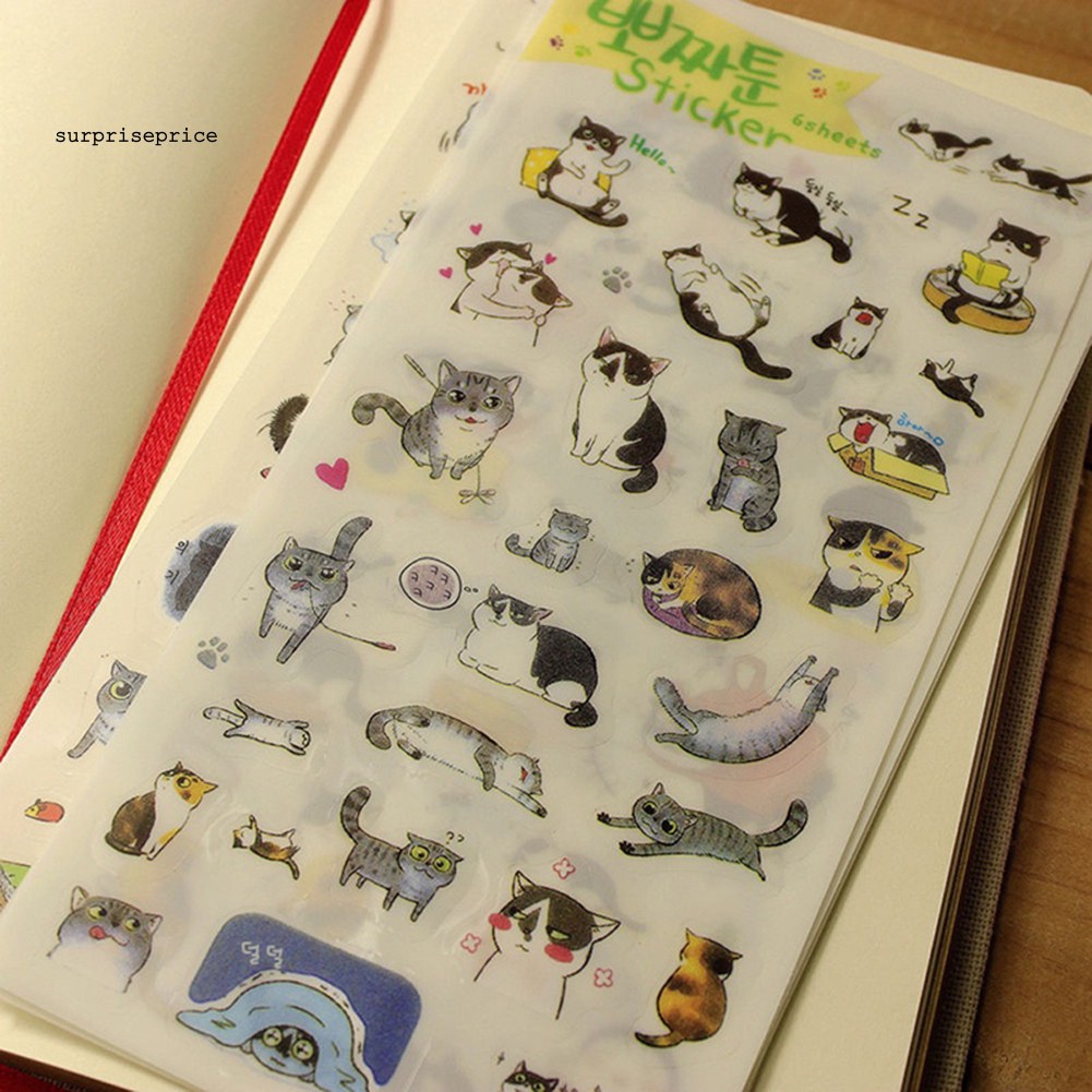 Bộ 6 tấm hình dán trang trí album ảnh nhiều hoạ tiết xinh xắn đáng yêu