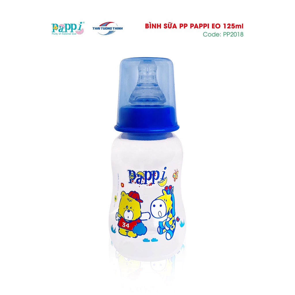 Bình sữa cổ hẹp PAPPI nhựa PP Thailand 125ml