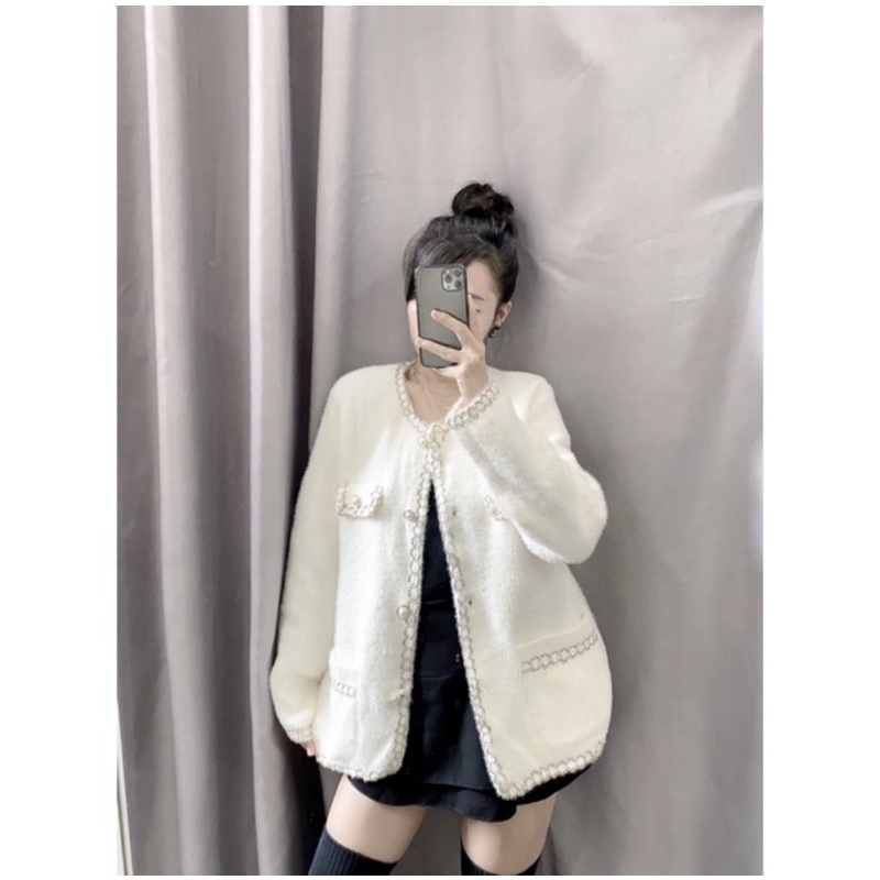 áo len lông thỏ viền dạ cổ tròn | BigBuy360 - bigbuy360.vn