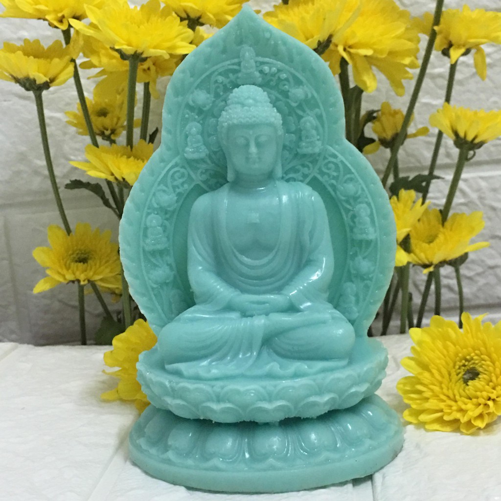 Tượng Phật A Di Đà màu Xanh ngọc  cao 15 cm x 9 x 9 cm chỉ 109k