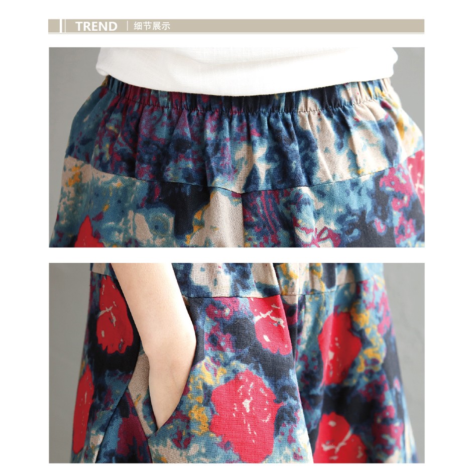 Quần Dài Ống Rộng Vải Cotton Lanh In Họa Tiết Thổ Cẩm Cá Tính | BigBuy360 - bigbuy360.vn