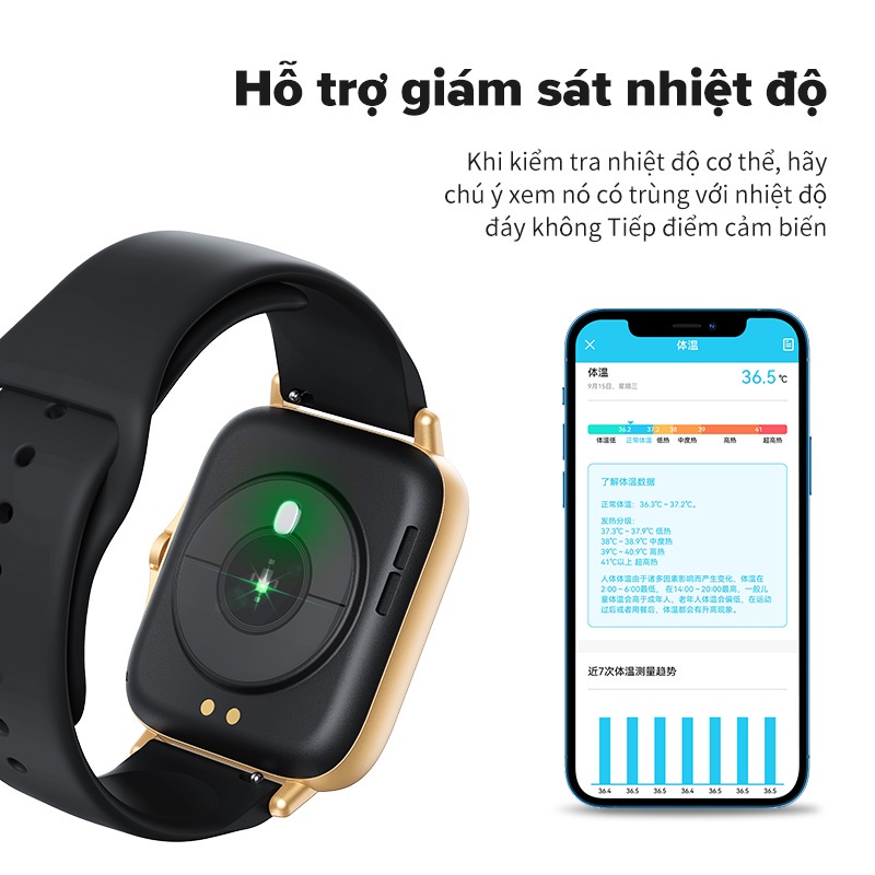 Đồng hồ thông minh BASIKE - WAT08, Smart watch Series 6, Chống nước IP67, Nghe Gọi, Đo nhịp tim