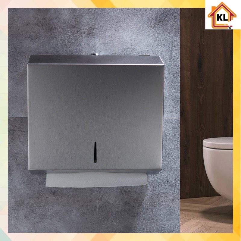 Hộp đựng giấy vệ sinh chữ nhật ngắn gắn tường HI101N (trắng bạc) - INOX 304 không gỉ, chống nước