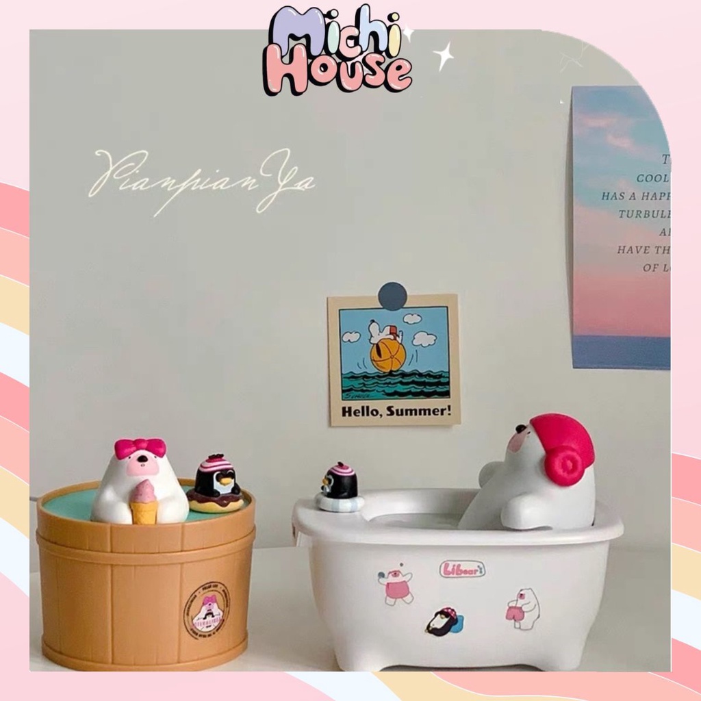 Máy phun sương tạo độ ẩm POLAR LIFE 2 mẫu gấu tắm bồn trắng và gấu spa nâu dung tích 500ml giắc cắm USB