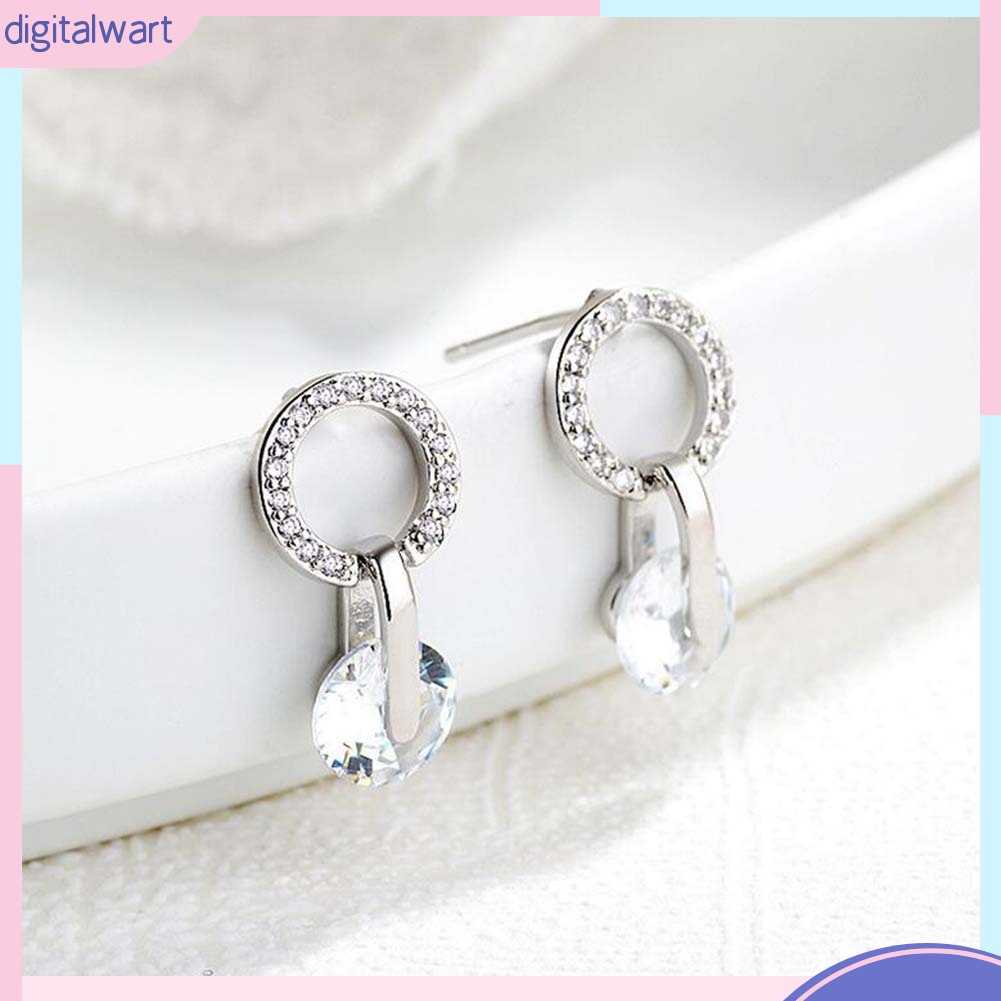 Hoa tai hình tròn đính đá thời trang cho nữ