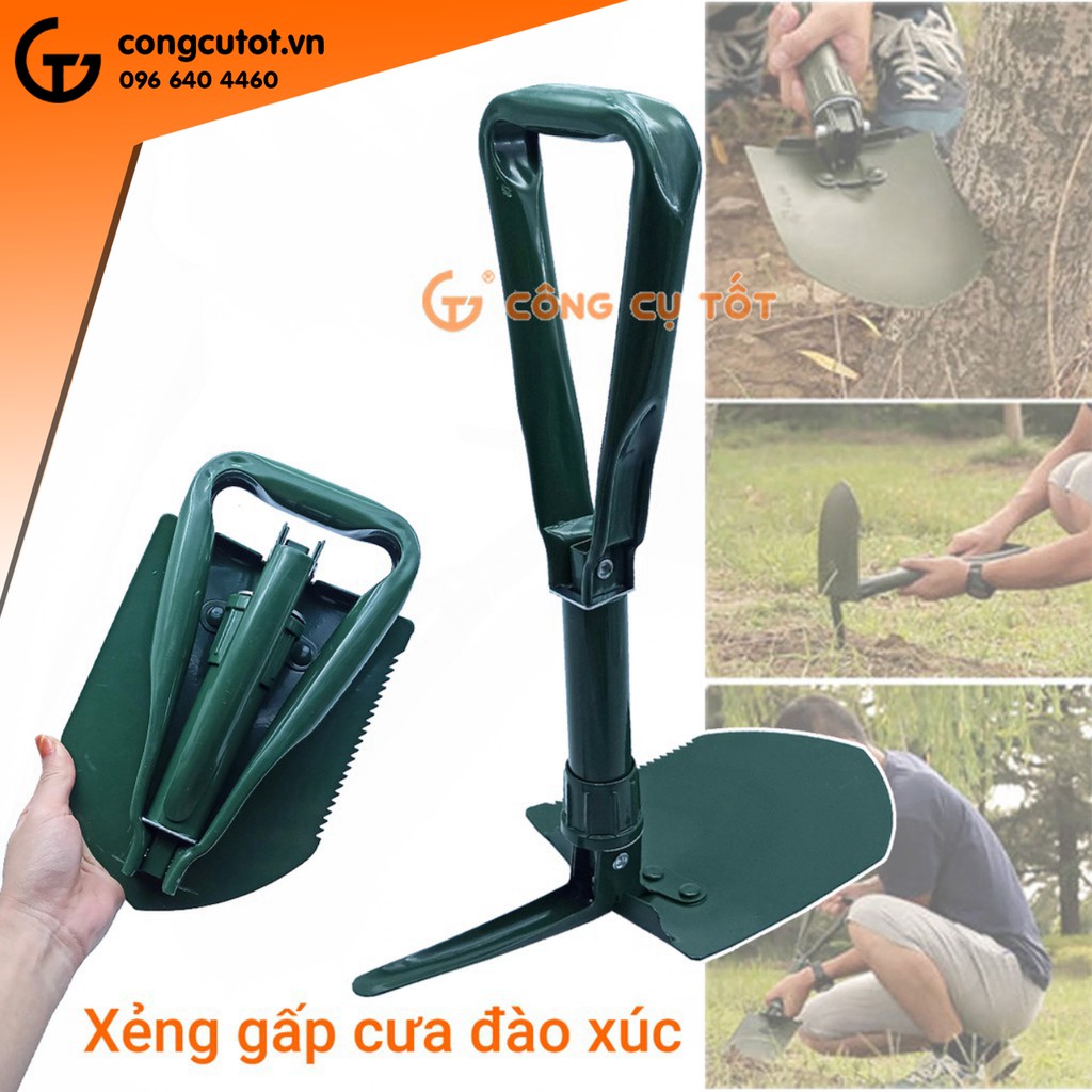 Xẻng gấp công binh cán tam giác để cưa đào xúc