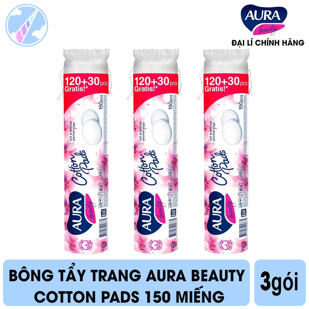 Bông Tẩy Trang Aura Beauty Cotton Pads 150 Miếng/Gói