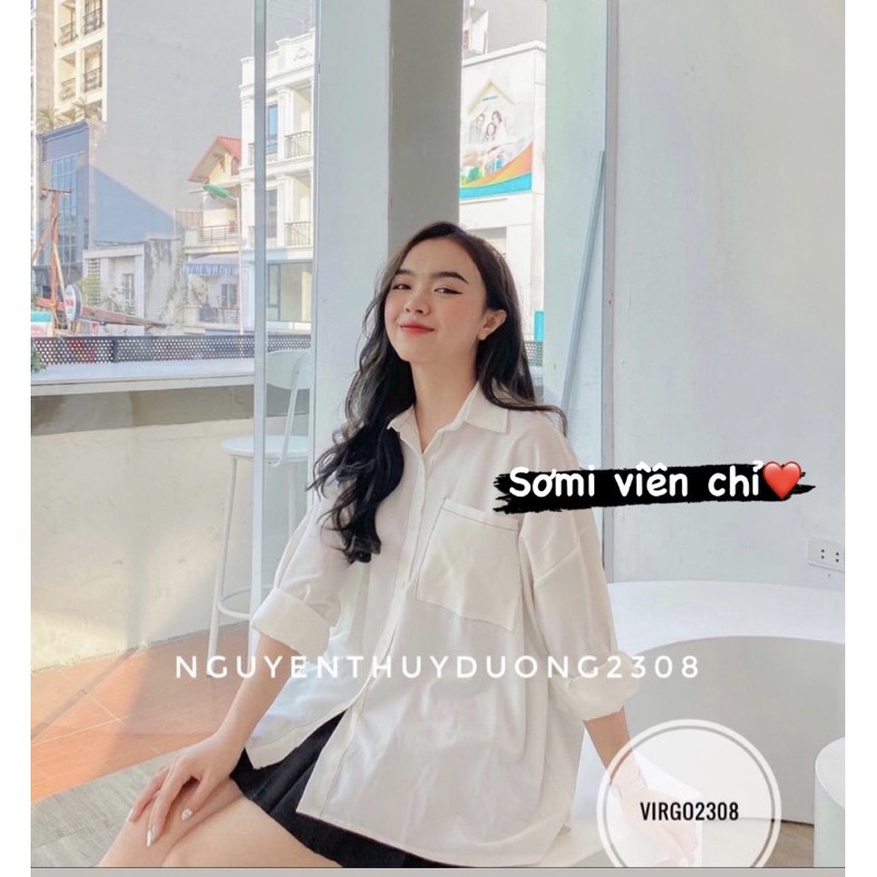 [Ảnh thật/Sẵn]Áo sơmi dài tay viền chỉ túi ngực Ulzzang | BigBuy360 - bigbuy360.vn