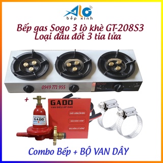 Bếp gas công nghiệp khè Sogo 3 lò GT-208S3 - bếp ga khè Sogo lửa khò gas xanh mạnh - BH 1 năm - Alo Bếp xinh