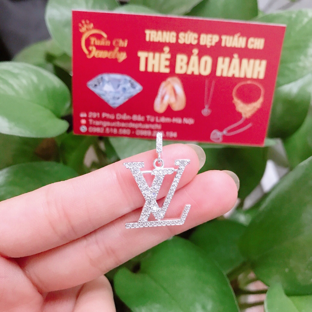 ♥️ẢNH THẬT♥️ Mặt Dây Chuyền Nữ- Mặt Vòng Cổ Bạc Hình Chữ L.V Đính Đá Cực Sang