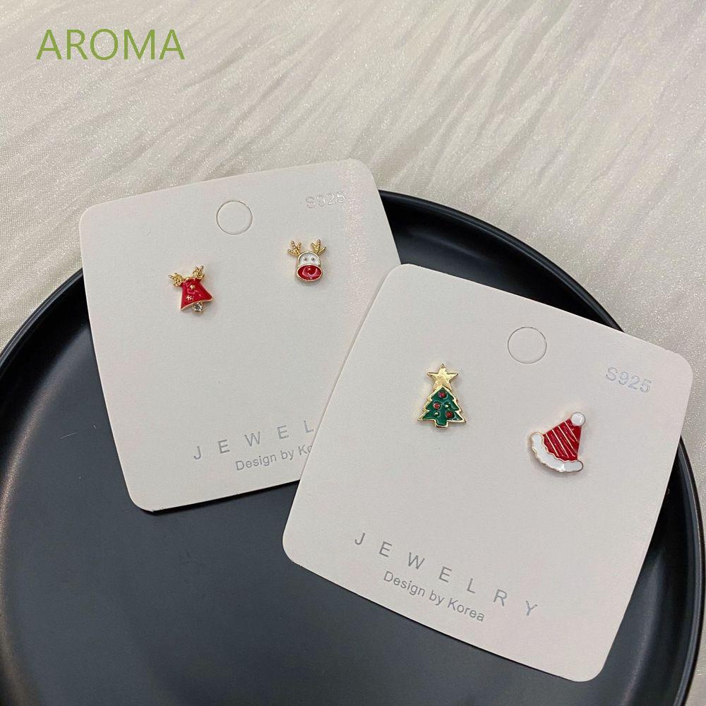 Bông tai đinh tán hình tuần lộc/ trái tim/ bông tuyết/ cậy thông Noel/ mũ Giáng sinh sáng tạo cá tính bằng hợp kim