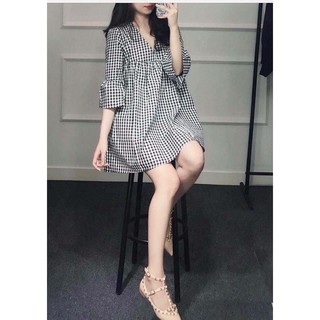 Đầm caro baby doll
