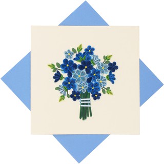 Thiệp Chúc Mừng Handmade Giấy Xoắn Thủ Công (Quilling Card) Hoa Lưu Ly - Tặng Kèm Khung Giấy Để Bàn