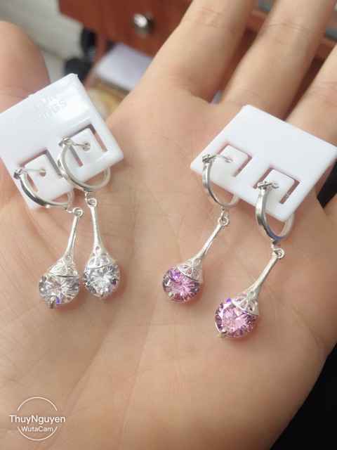 Khuyên tai vòng tròn X O LOVE YOU bạc ta màu hồng trắng