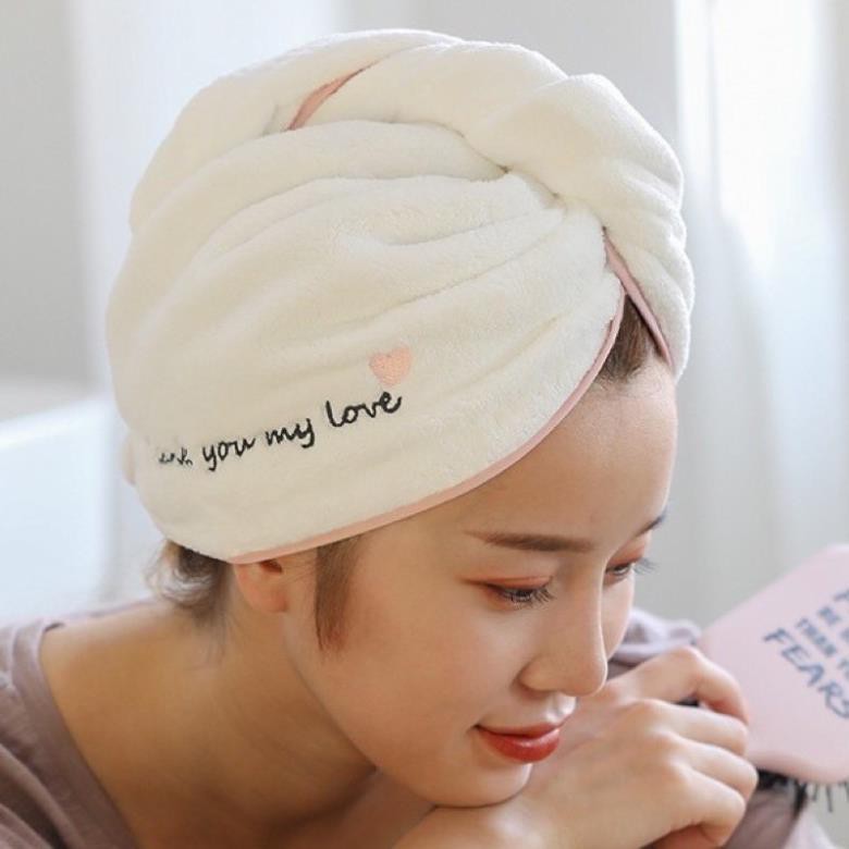 Khăn Trùm Đầu Khô Tóc Màu Trắng
