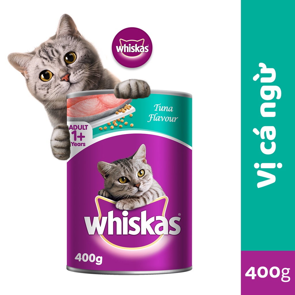 Thức Ăn Cho Mèo Trưởng Thành Dạng Pate WHISKAS Vị Cá Ngừ 400G (1 Lon)