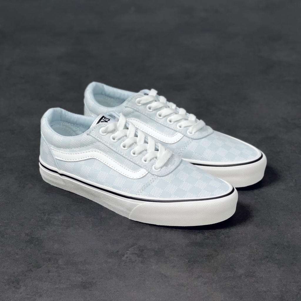 Giày Thể Thao Vans Old Skool Cổ Thấp Họa Tiết Kẻ Sọc Màu Xanh Dương Nhạt 1669