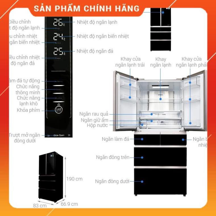 [ VẬN CHUYỂN MIỄN PHÍ KHU VỰC HÀ NỘI ] Tủ lạnh Aqua 6 cửa màu đen 553/515 lít AQR-IG686AM(GB) - [ Bmart247 ]