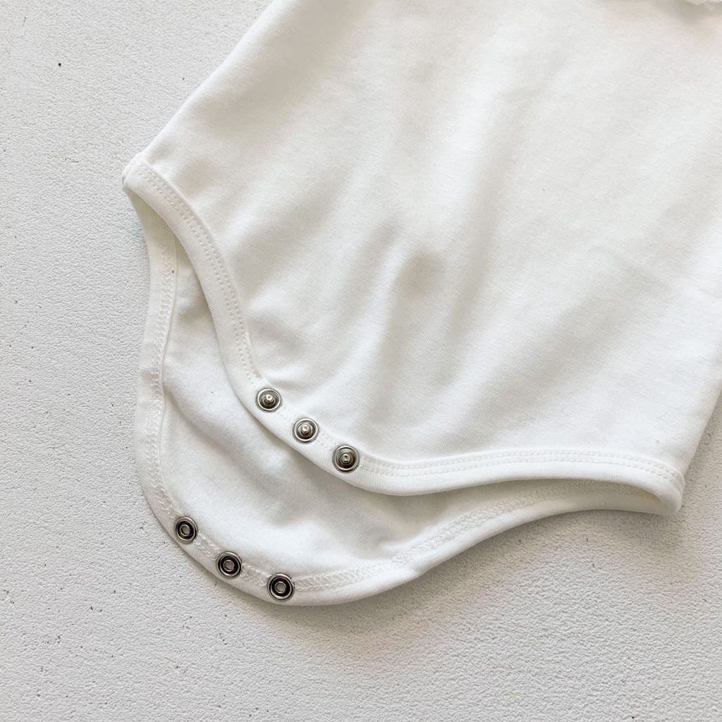 Áo Liền Quần Cotton Tay Dài Phối Ren Dành Cho Bé 0-3 Tuổi