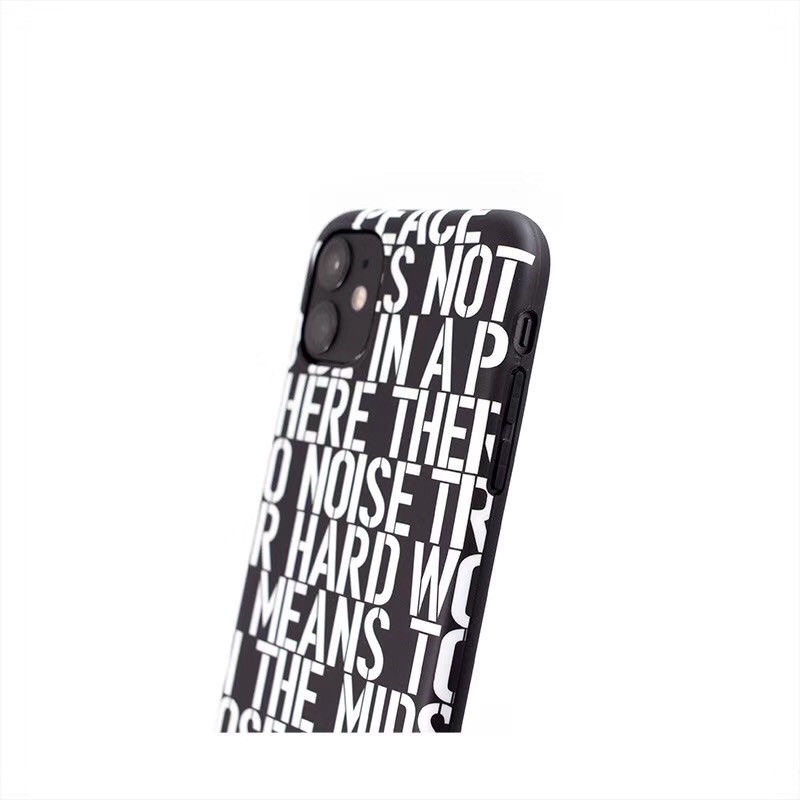 Ốp Iphone GD PEACE dẻo viền đen chữ trắng full dòng iphone 6 —> 13 Pro Max