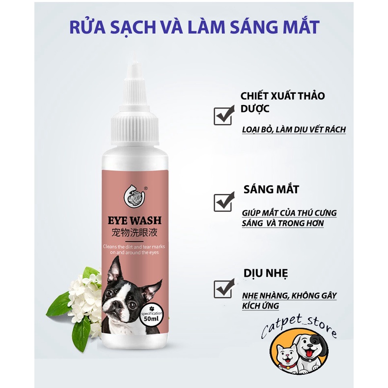 Nhỏ rửa mắt sát khuẩn chó mèo, rửa sạch sát khuẩn vết thương cho thú cưng