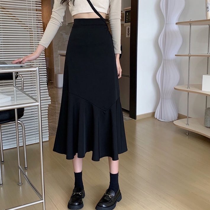 Chân váy midi chữ A eo cao phong cách mới trẻ trung nữ tính 48529