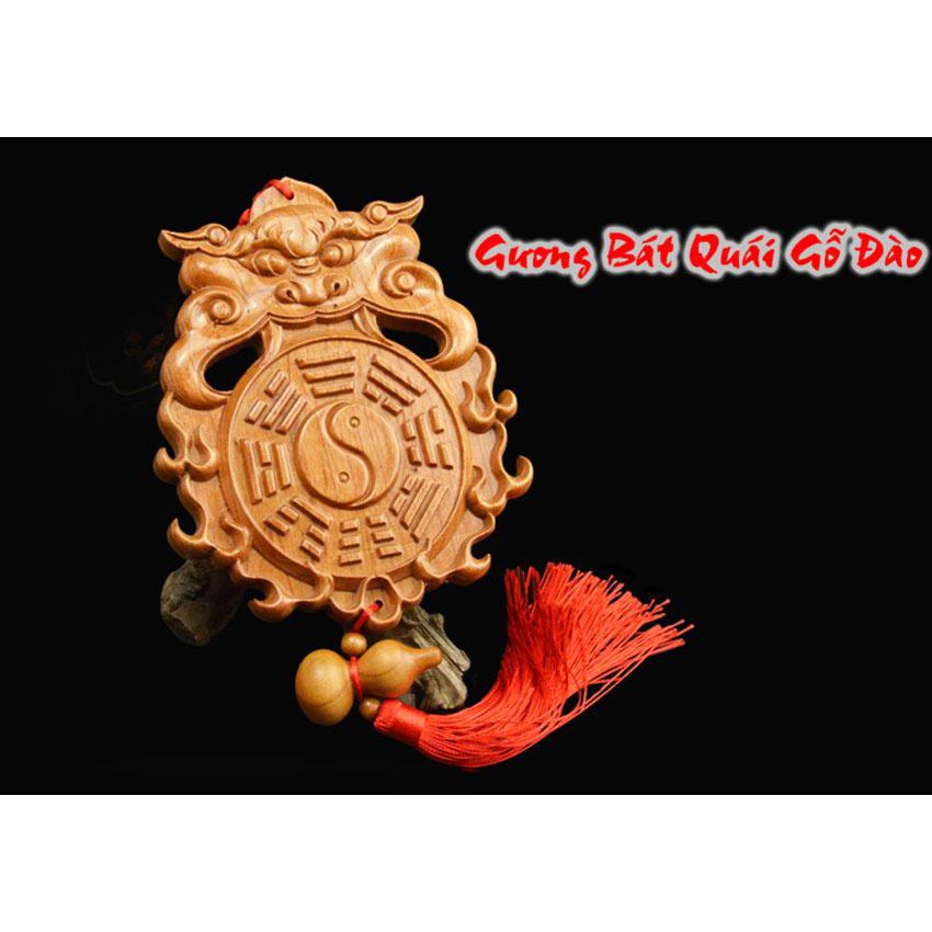 VẬT PHẨM PHONG THỦY Gương Bát Quái Gỗ Đào Hổ Phù hóa giải nhà vệ sinh sai phong thủy