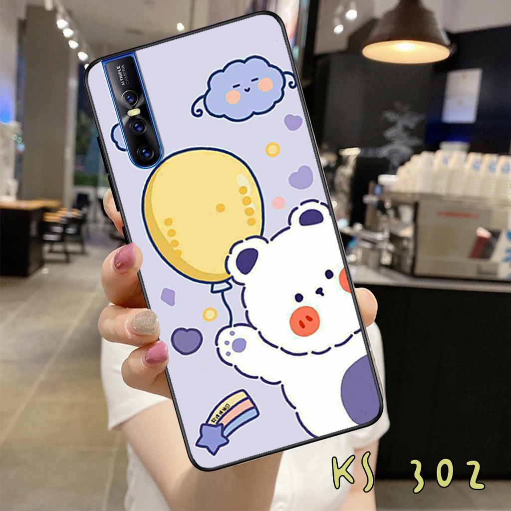 Ốp lưng Vivo V15 - Vivo V15 Pro - Vivo V17 - Vivo V17 Pro - Ốp in hình gấu &amp; thỏ đang yêu - lưng nhám viền TPU cao cấp