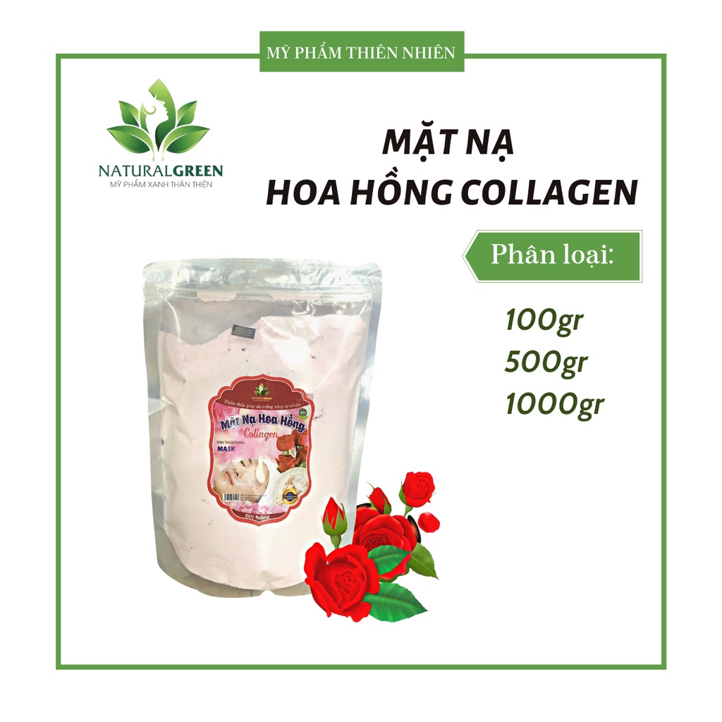 500gr Mặt nạ hoa hồng collagen làm trắng da, căng bóng và dưỡng ẩm cho làn da