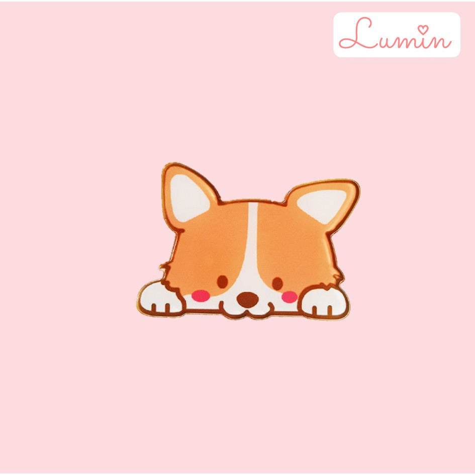 Pin cài balo, ghim, huy hiệu cài áo hình chú chó shiba, cá heo | Lumin Store