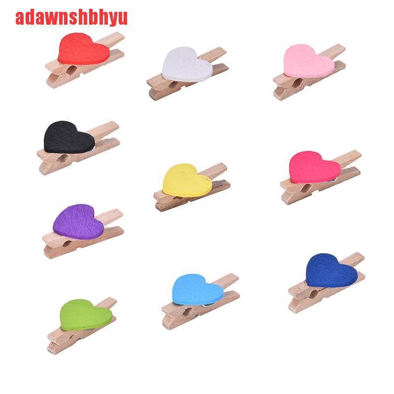 [adawnshbhyu]10pcs Mini Hearts Wooden Pegs Photo Clips Craft Wedding Party Decor&lt;br&gt;Cute 10ps