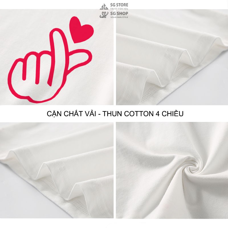 Áo gia đình bắn tim dễ thương màu trắng thun cotton dày dặn GD402T DONGPHUCSG
